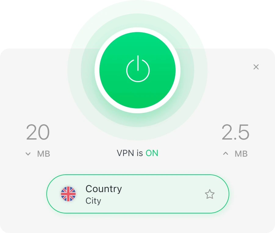 Illustration showing a VPN connection switched on